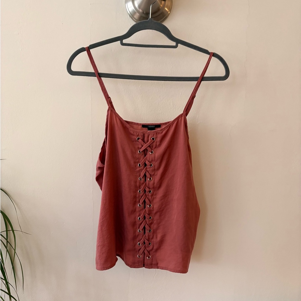 Forever 21 Lace-Up Camisole - Terracotta Size Large